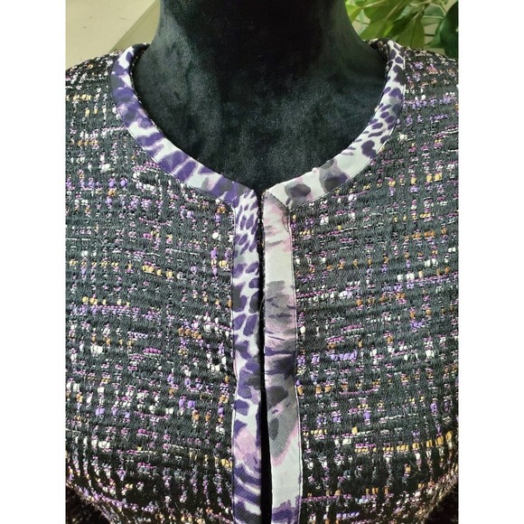 Coldwater Creek Women's Purple Polyester Tweed 3/4 Sleeve Blazer Jacket Size XS - Picture 2 of 11